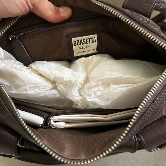 Borsetta Milano Handbag- pebble leather and suede brown - Picture 6 of 11